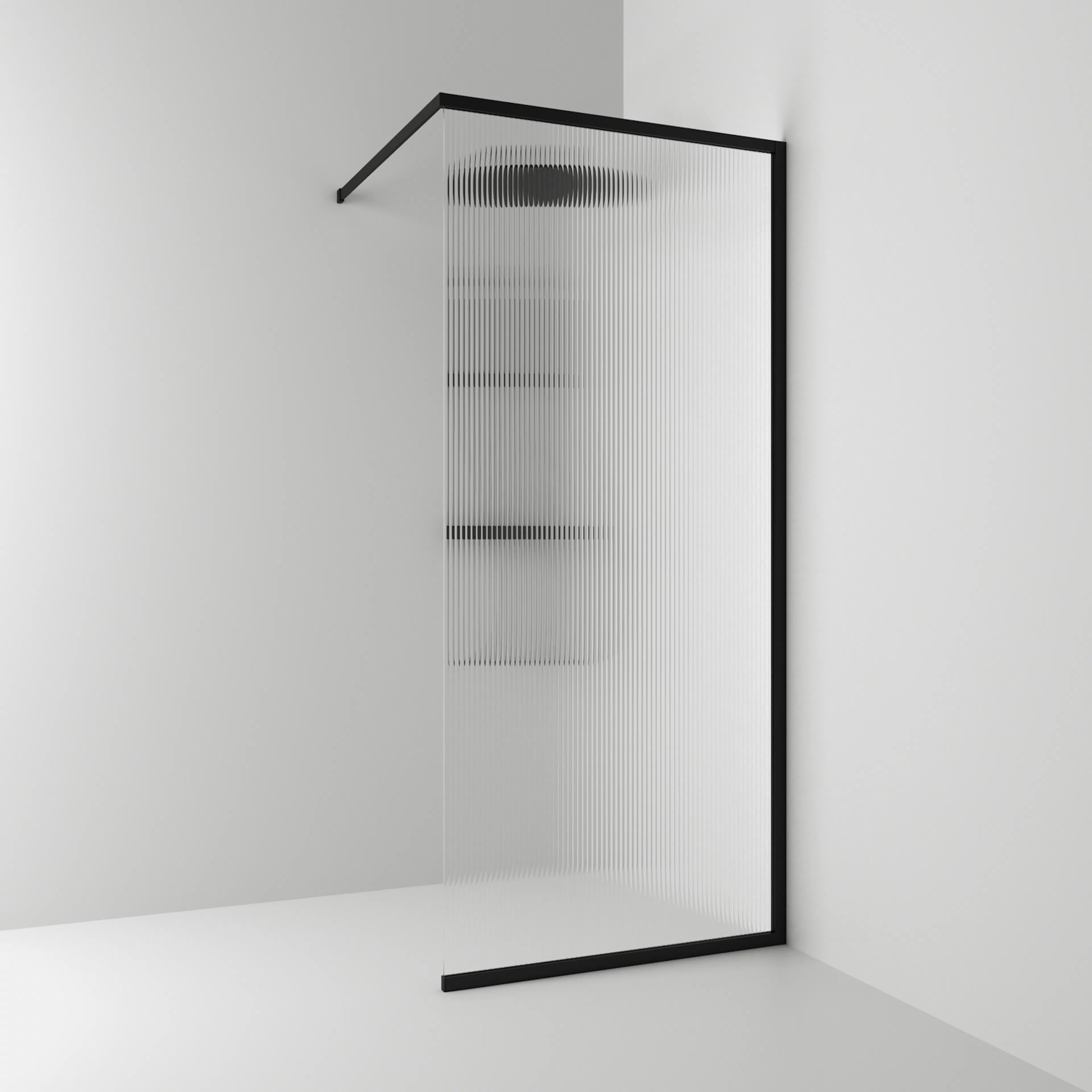 Skärm Langfoss Sv/Li 80x200 B: 800 mm, H: 2000 mm, Profil: Svart matt, Linjeglas, Utan Hylla
