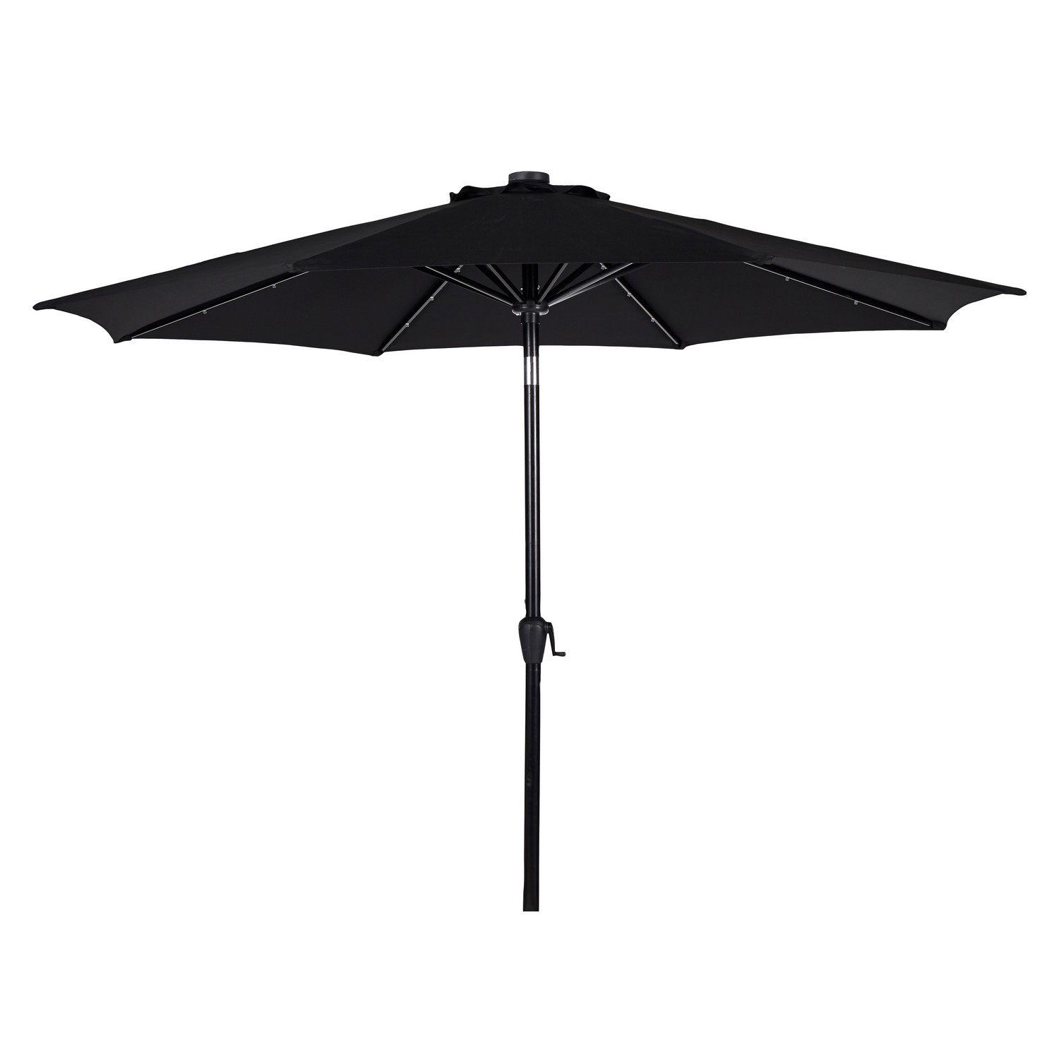 UMBRELLA W/CRANK W/SOLAR/LED W/TILT Ø3M (47340) Svart/Svart