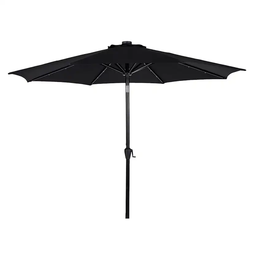 UMBRELLA W/CRANK W/SOLAR/LED W/TILT Ø3M (47340) Svart/Svart