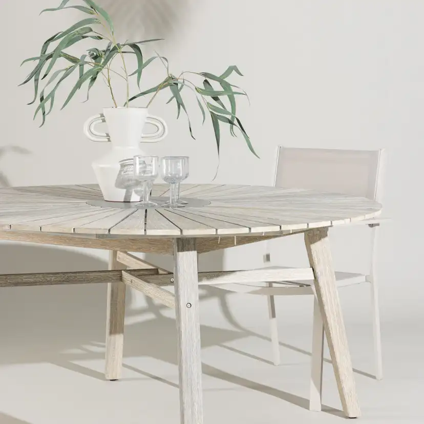 Utebord Venture Home Rives Ø150 cm, Runt Träbord för Utomhusbruk