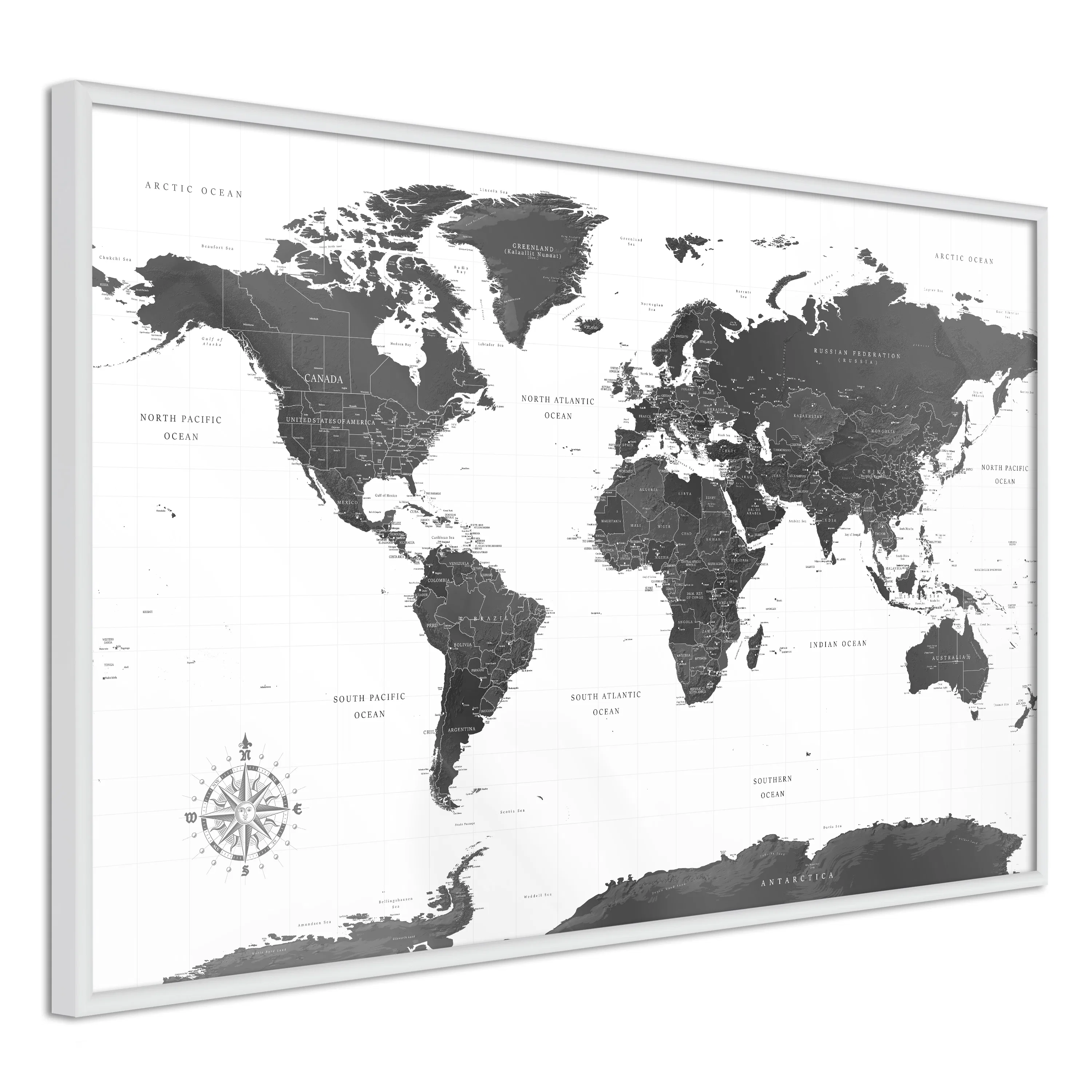 Poster Artgeist Affisch Monochrome Map