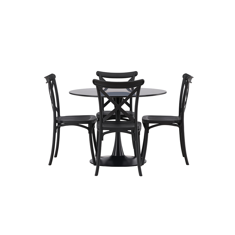 Matgrupp Venture Home Glade Ø 100 cm med 4 Crosett Stolar