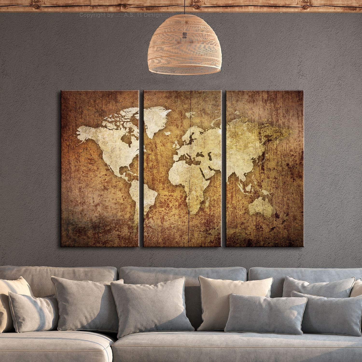 Tavla Arkiio World Map Brown Texture