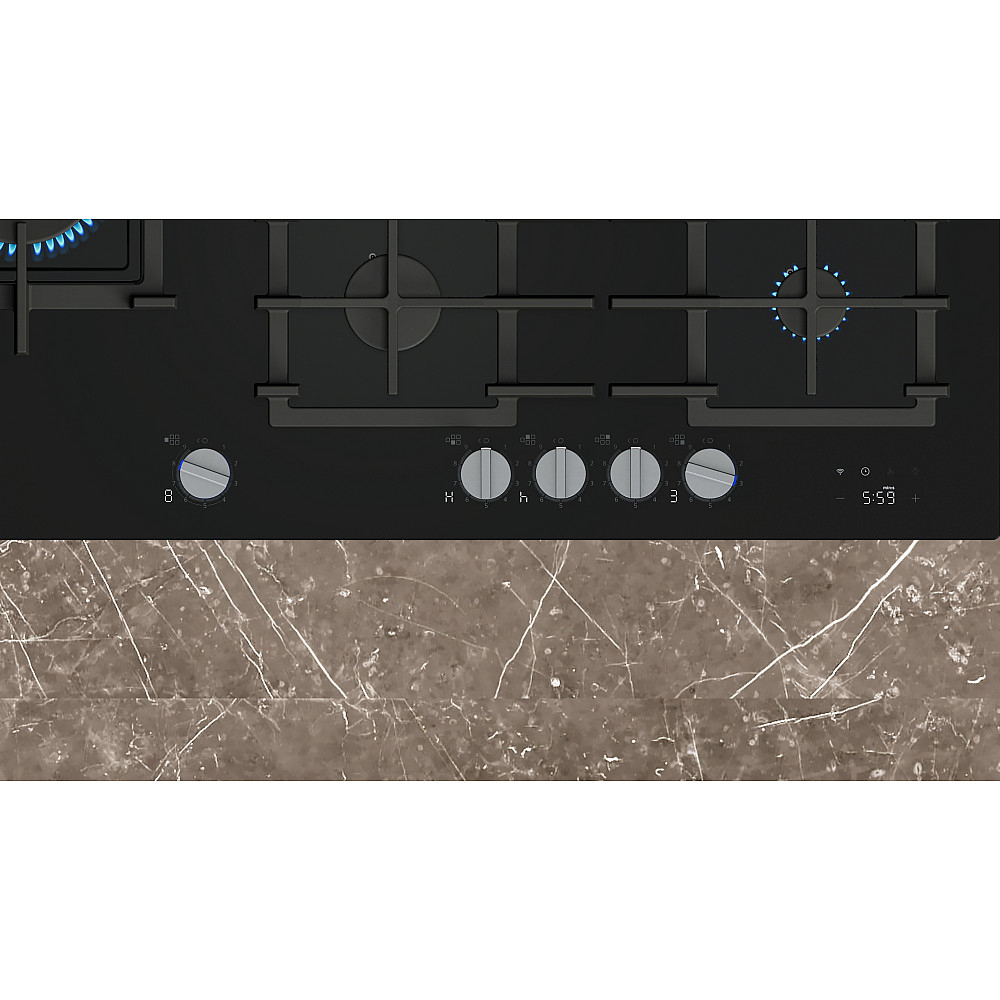 Gashäll Siemens iQ700 med stepFlame Svart 90cm med Smart Uppkoppling