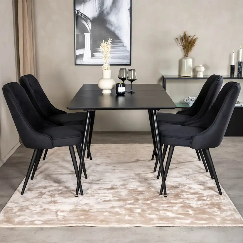 Matgrupp Venture Home Silvia med Iläggsskiva och 4 Vera Stolar