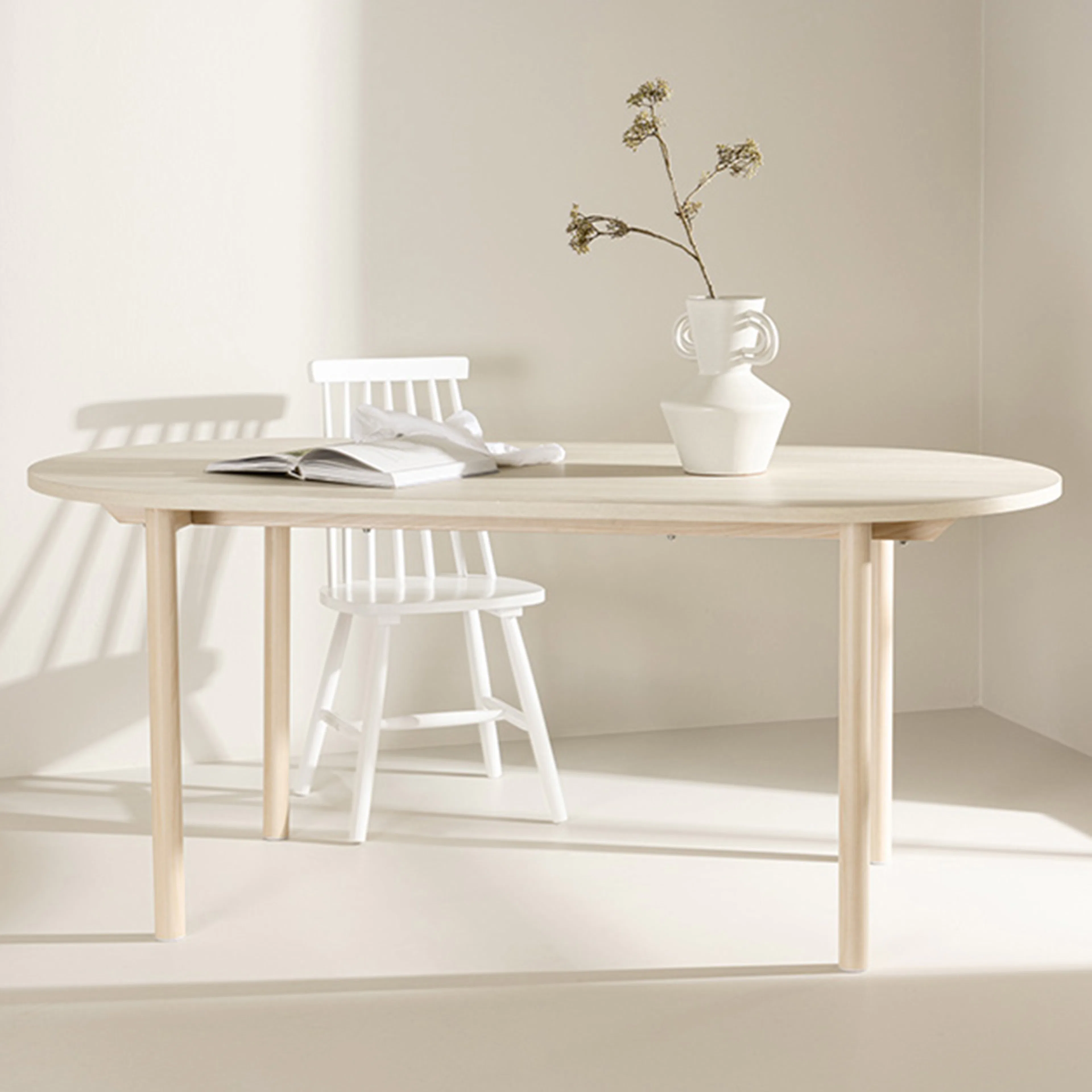 Andy Dining Table 90x180 cm  -  / Whitewash Vittvätt