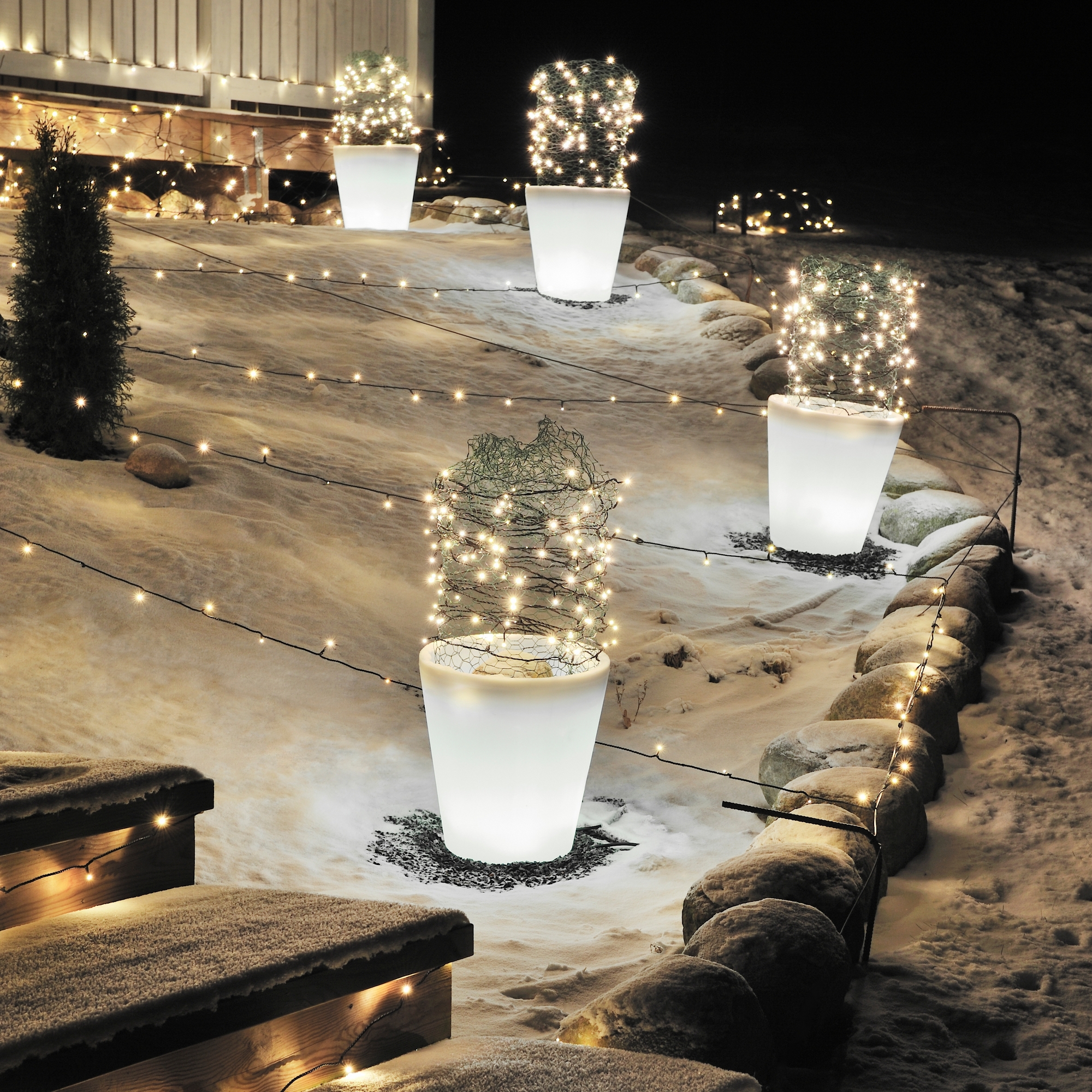Assisi blomkruka liten LED plast trafo IP44 Höjd: 280 mm
