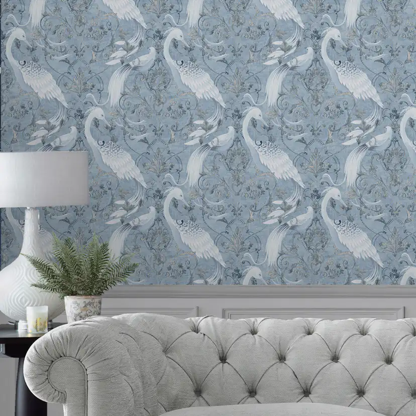 Tapet Laura Ashley Tregaron Midnight Blå 120132