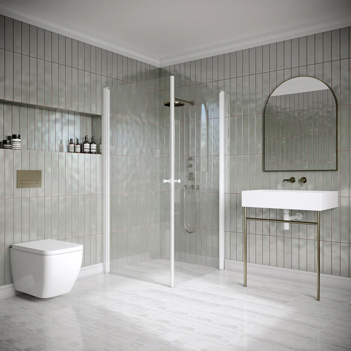 Hietakari Classic 148 805x905x1900 mm, Klarglas, Vita profiler