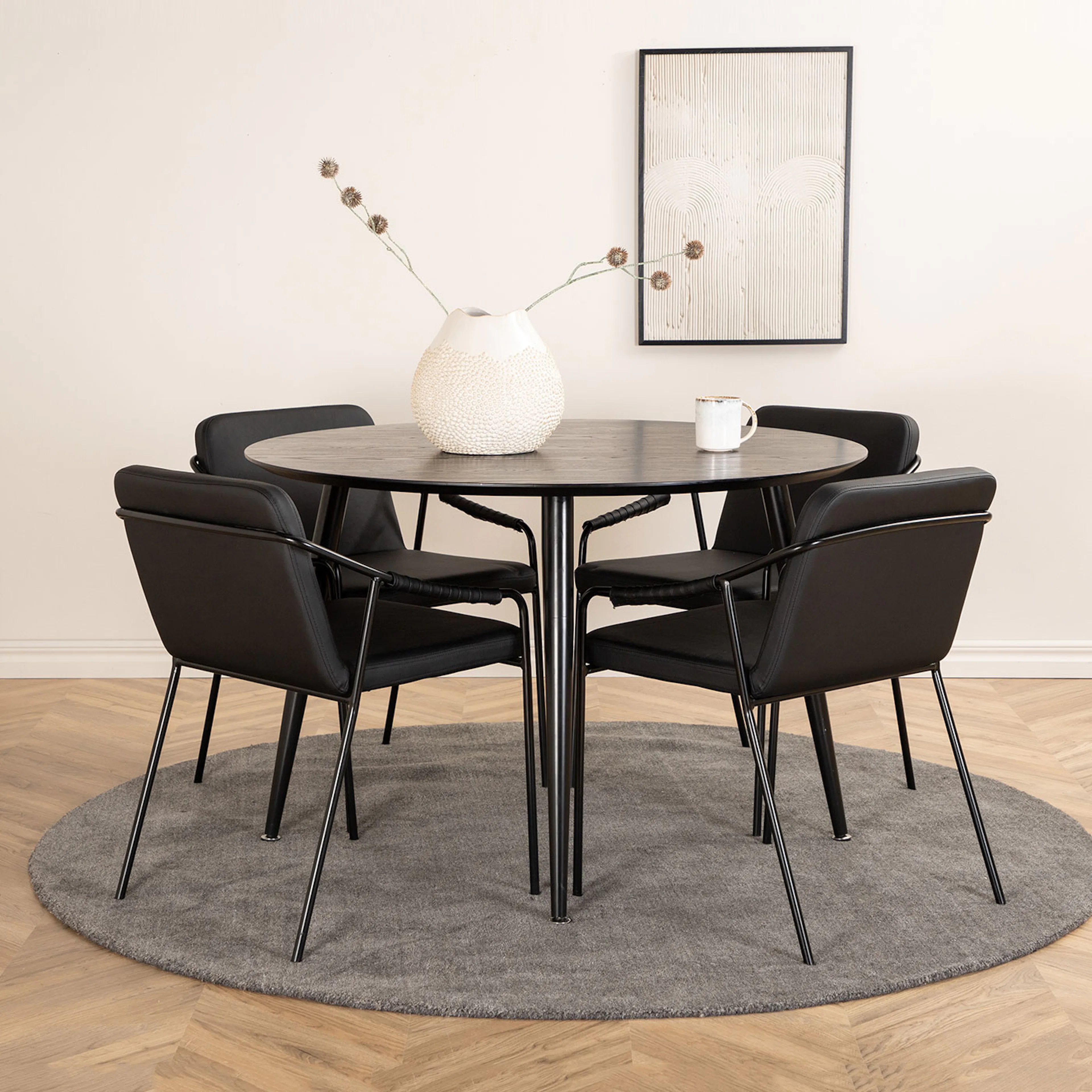 Matgrupp Venture Home Dipp Ø115 cm med 4 Tvist Stolar