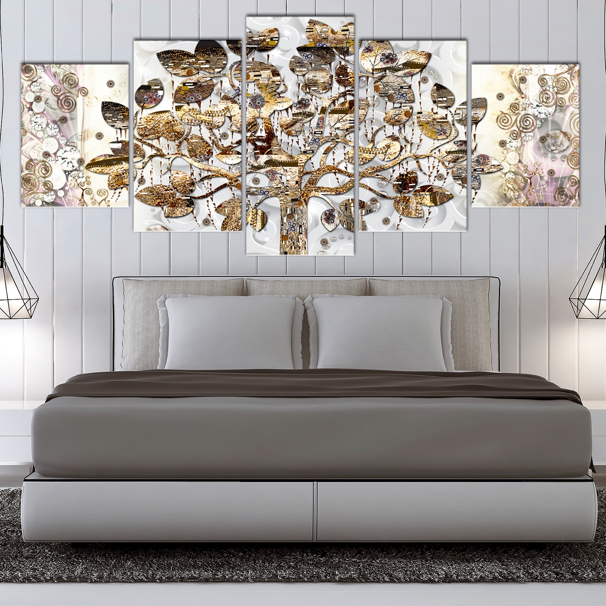 Tavla Arkiio Tree Of Happiness Wide 5 delar 225x100