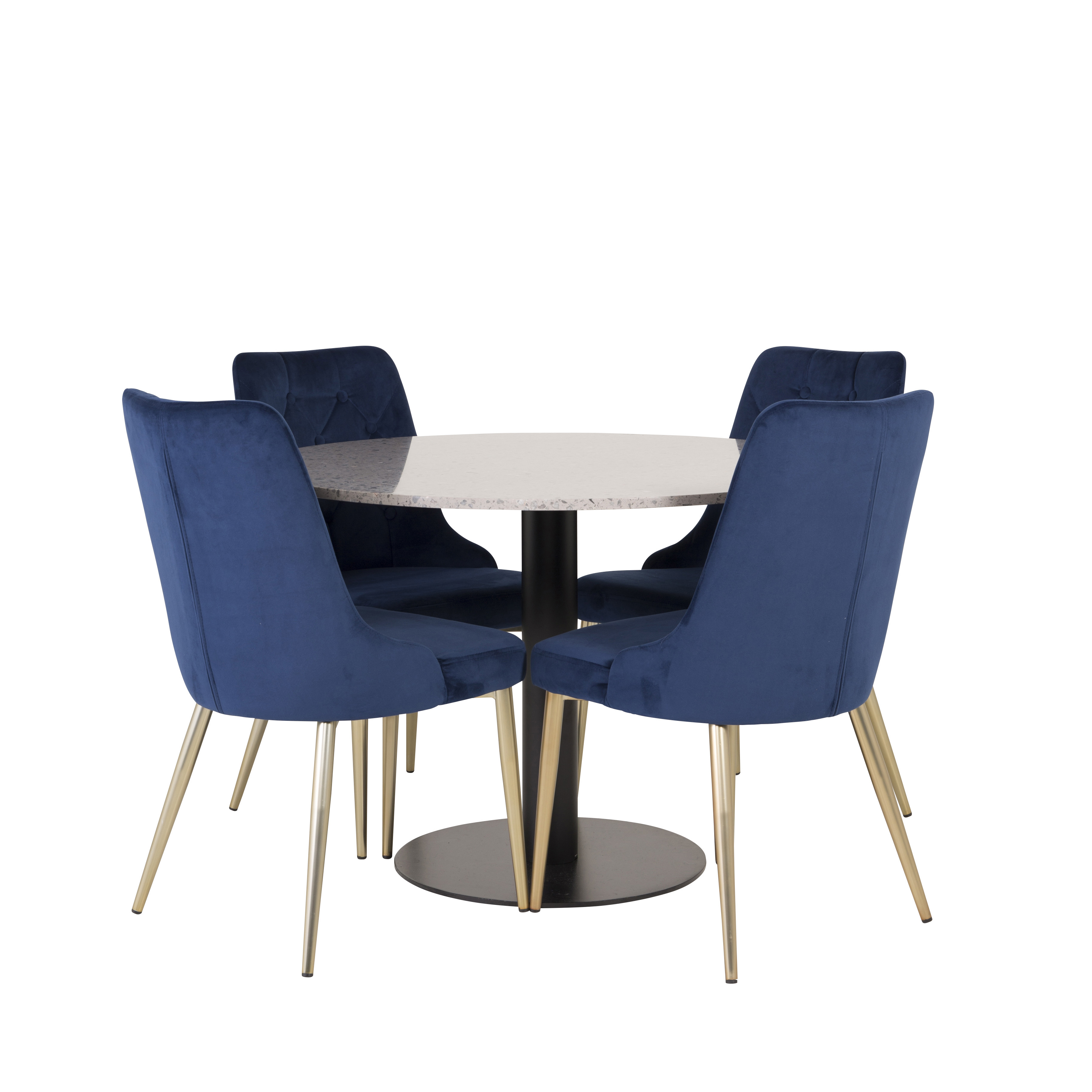 Matgrupp Venture Home Roxanna Grå Bord med 4 Vera Stolar Sammet