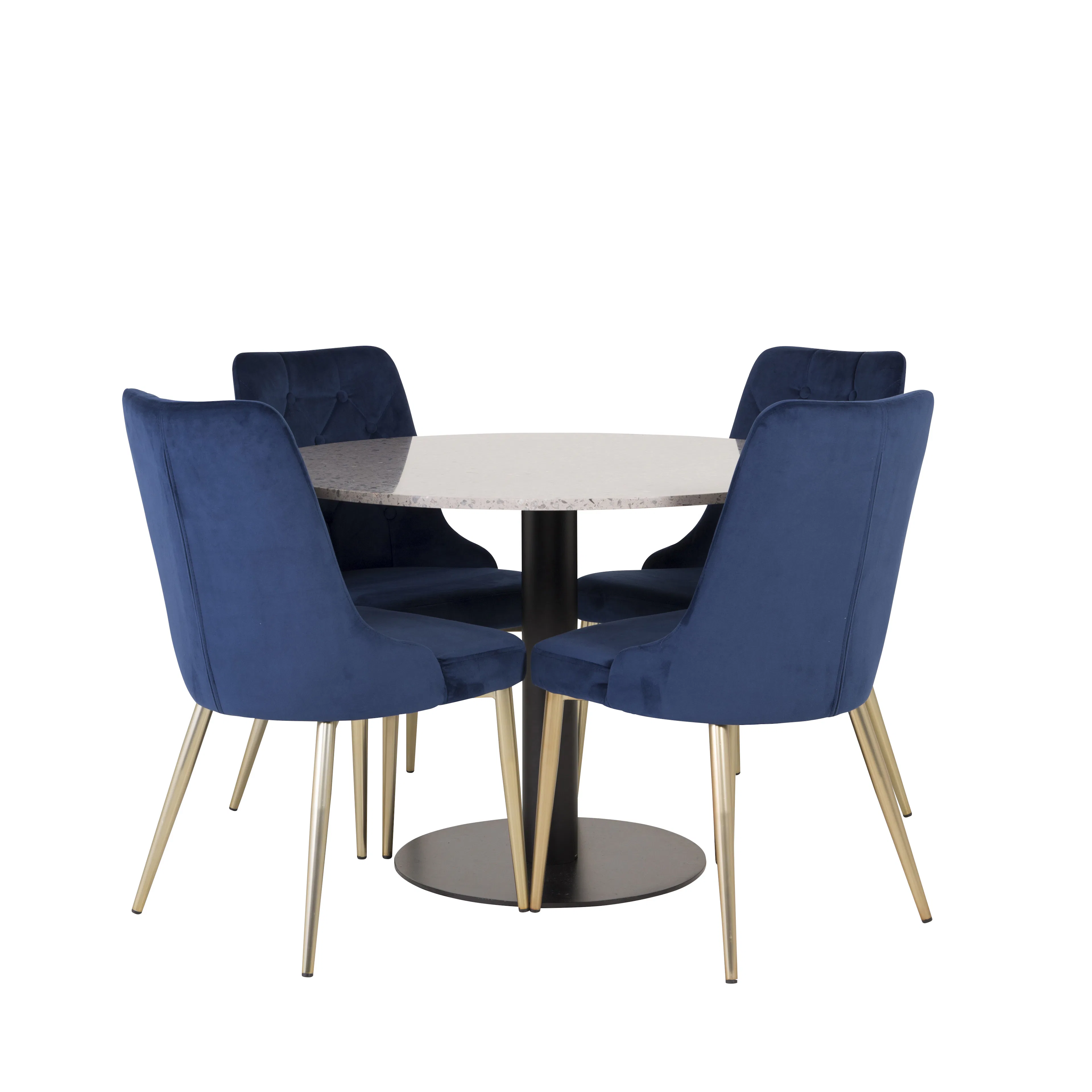 Matgrupp Venture Home Roxanna Grå Bord med 4 Vera Stolar Sammet