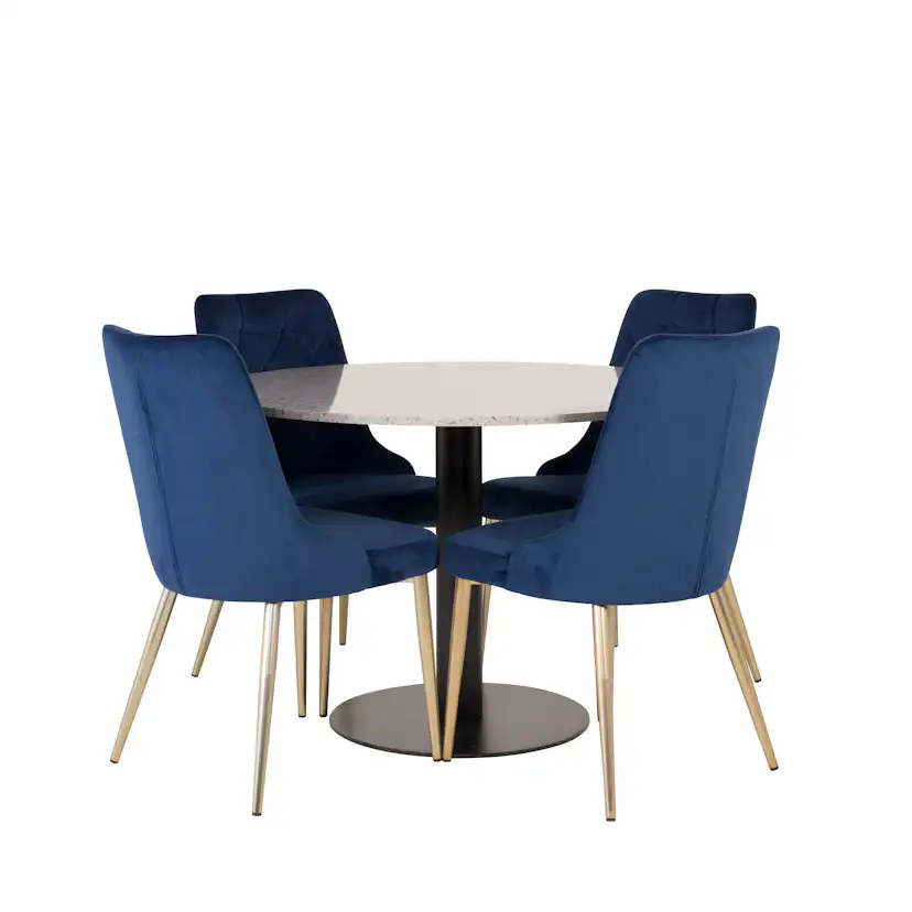 Matgrupp Venture Home Roxanna Grå Bord med 4 Vera Stolar Sammet