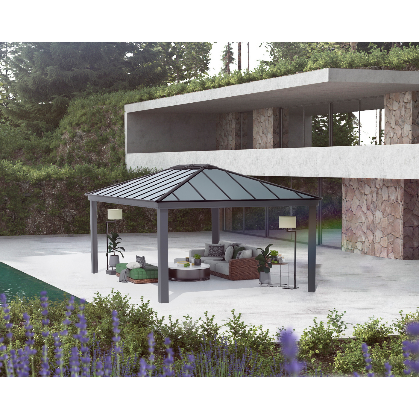 Paviljong Canopia By Palram Dallas 4,2 x 6m Antracitgrå