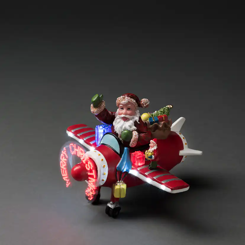 Juldekoration Gnosjö Konstsmide Fiberoptiskt Flygplan med Tomte