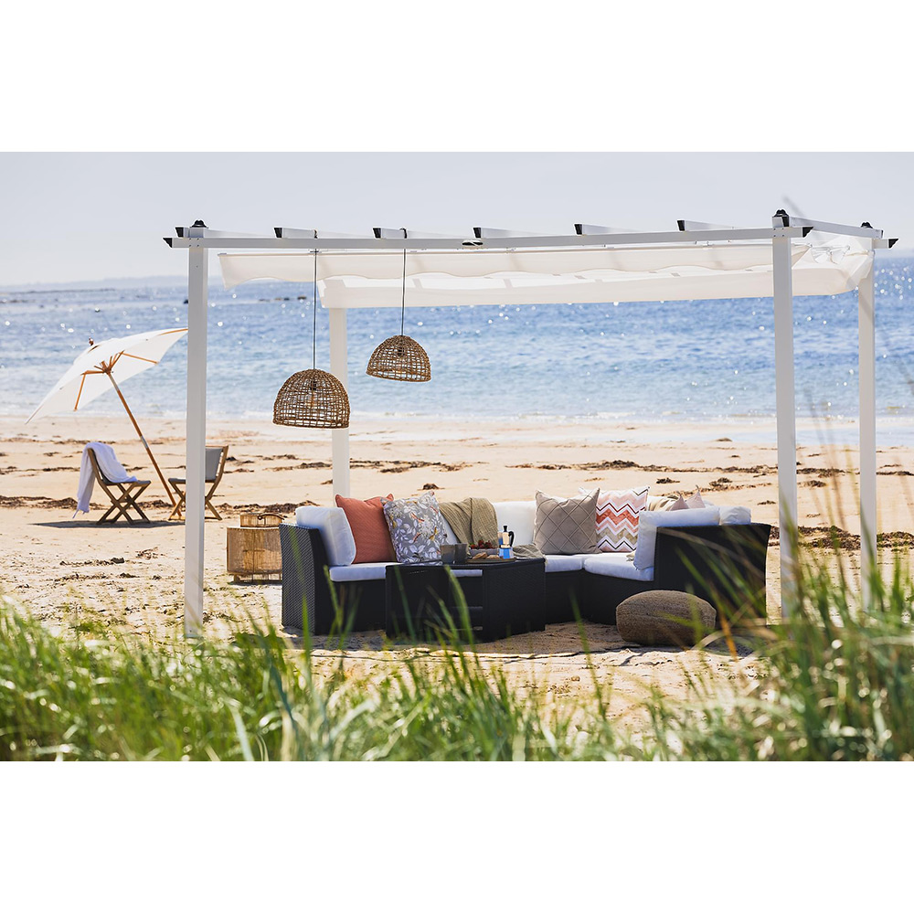Pergola med Hopfällbart Tak Vit
