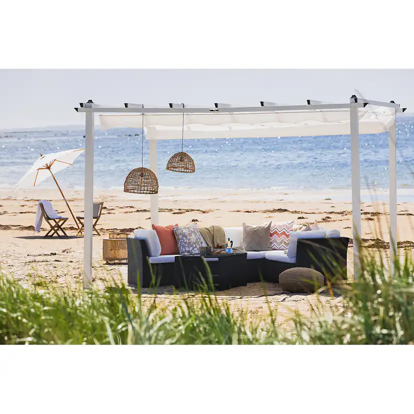 Pergola med Hopfällbart Tak Vit