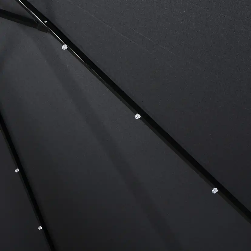UMBRELLA W/CRANK W/SOLAR/LED W/TILT Ø3M (47340) Svart/Svart