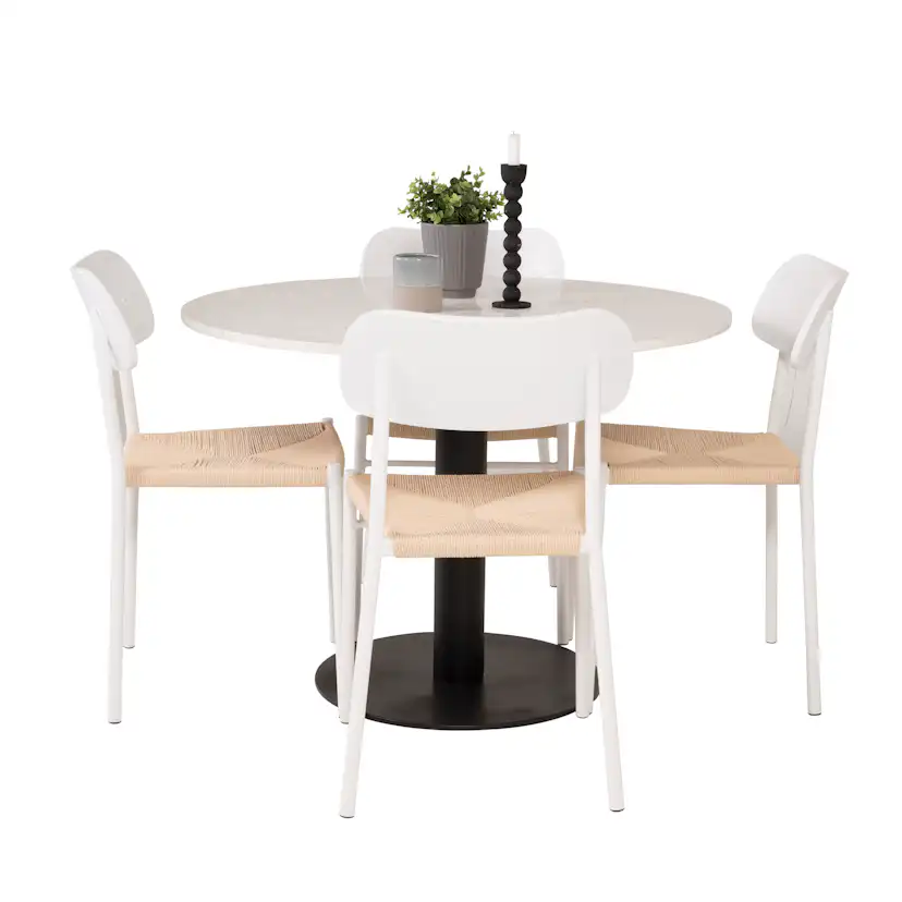 Matgrupp Venture Home Roxanna Vit Bord med 4 Peggy Stolar