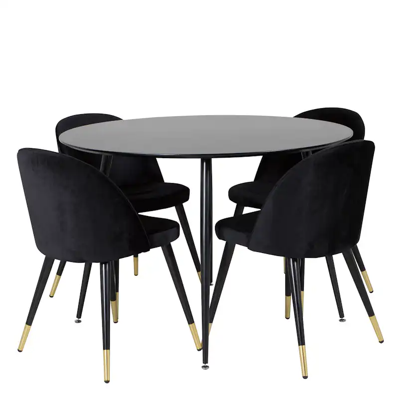 Matgrupp Venture Home Silvia med 4 Valentina Stolar Sammet Runt