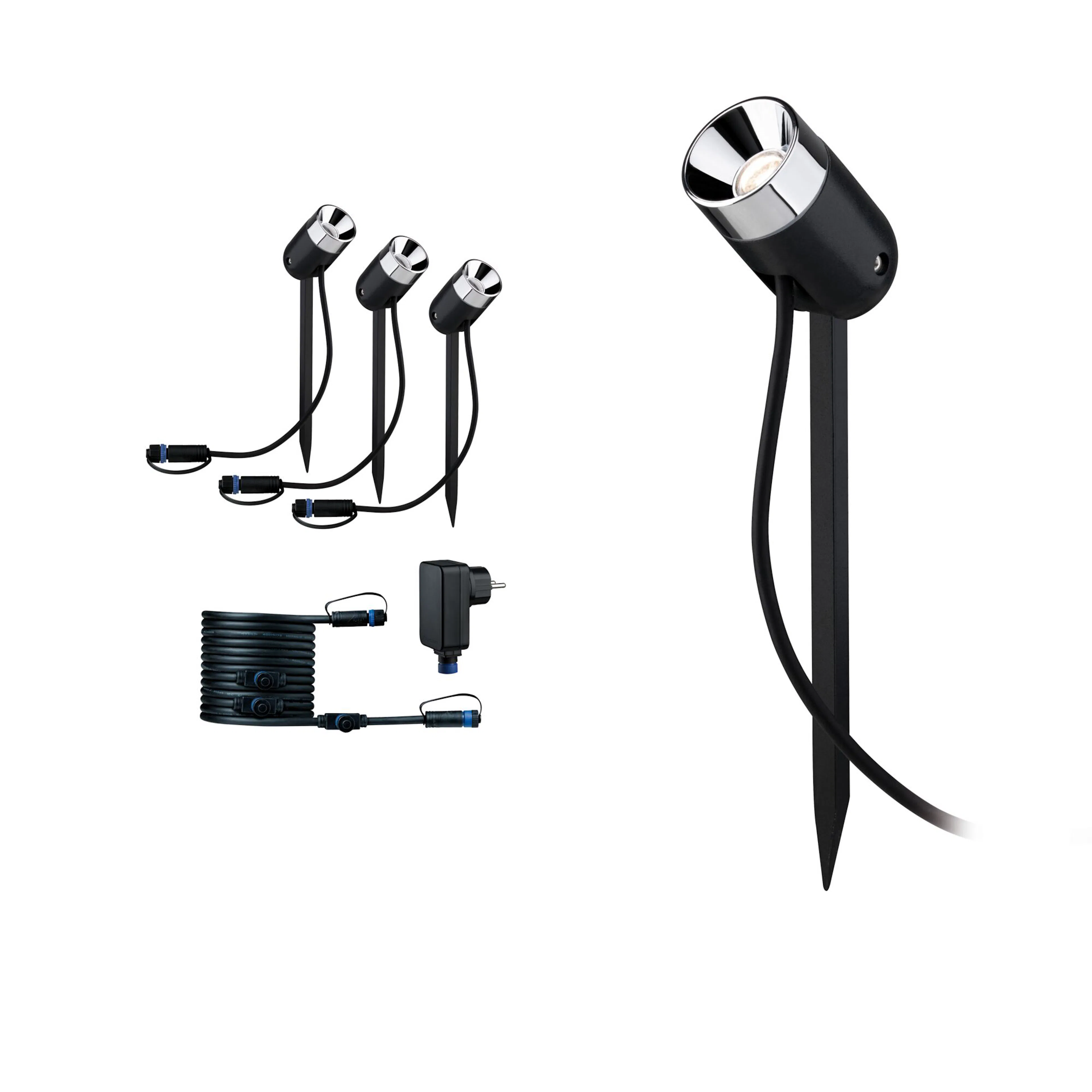 Spotlight Paulmann Pike Plug & Shine LED Pike IP65 24V 3-pack med Transformator och Kabel