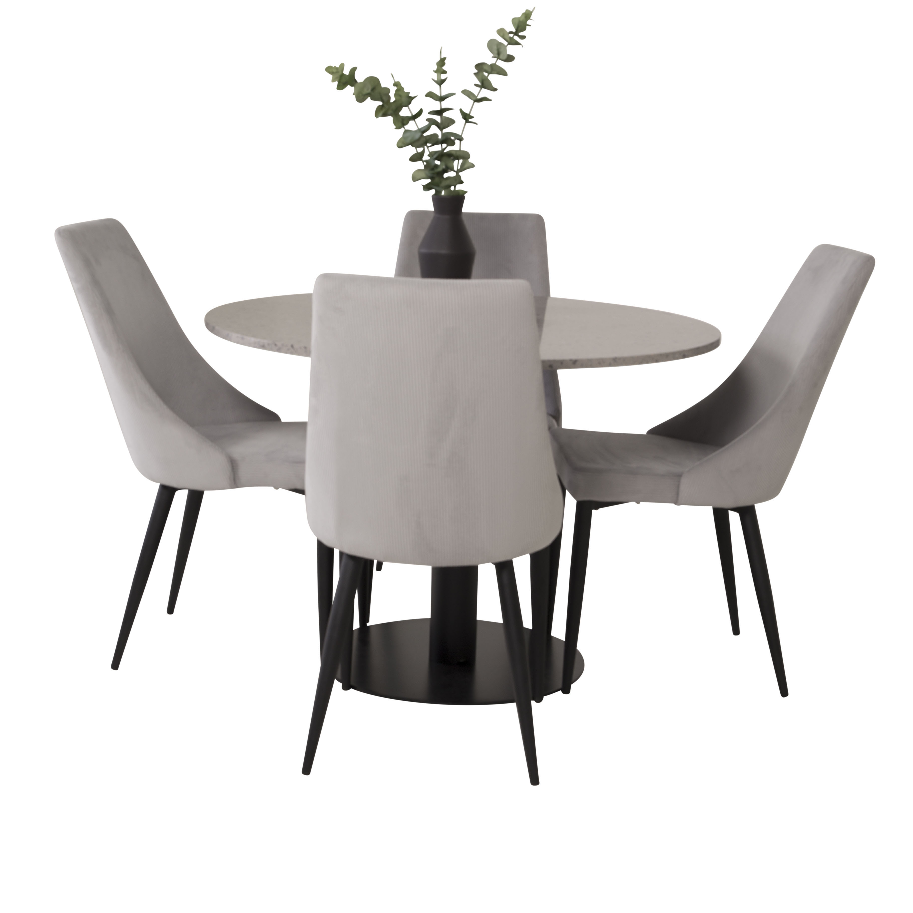 Matgrupp Venture Home Roxanna Grå Bord med 4 Laura Stolar Manchester