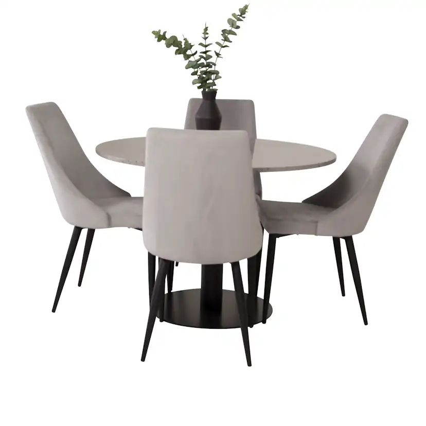 Matgrupp Venture Home Roxanna Grå Bord med 4 Laura Stolar Manchester