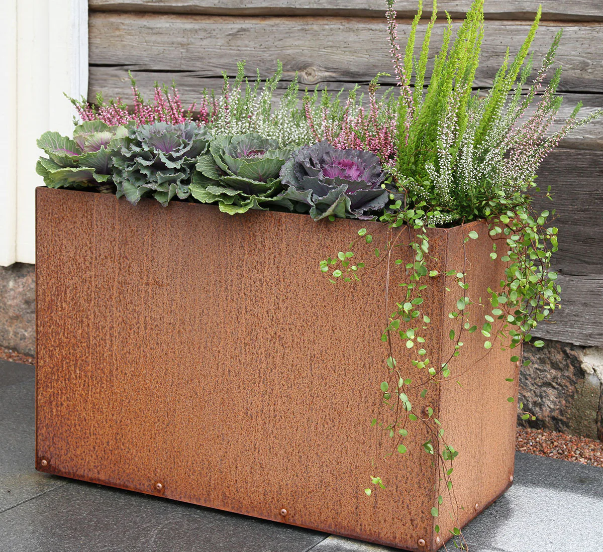 KEBAflexi-garden L-kruka med botten;corten 30x60x40 cm Med botten; Mått: 30x60x40 cm