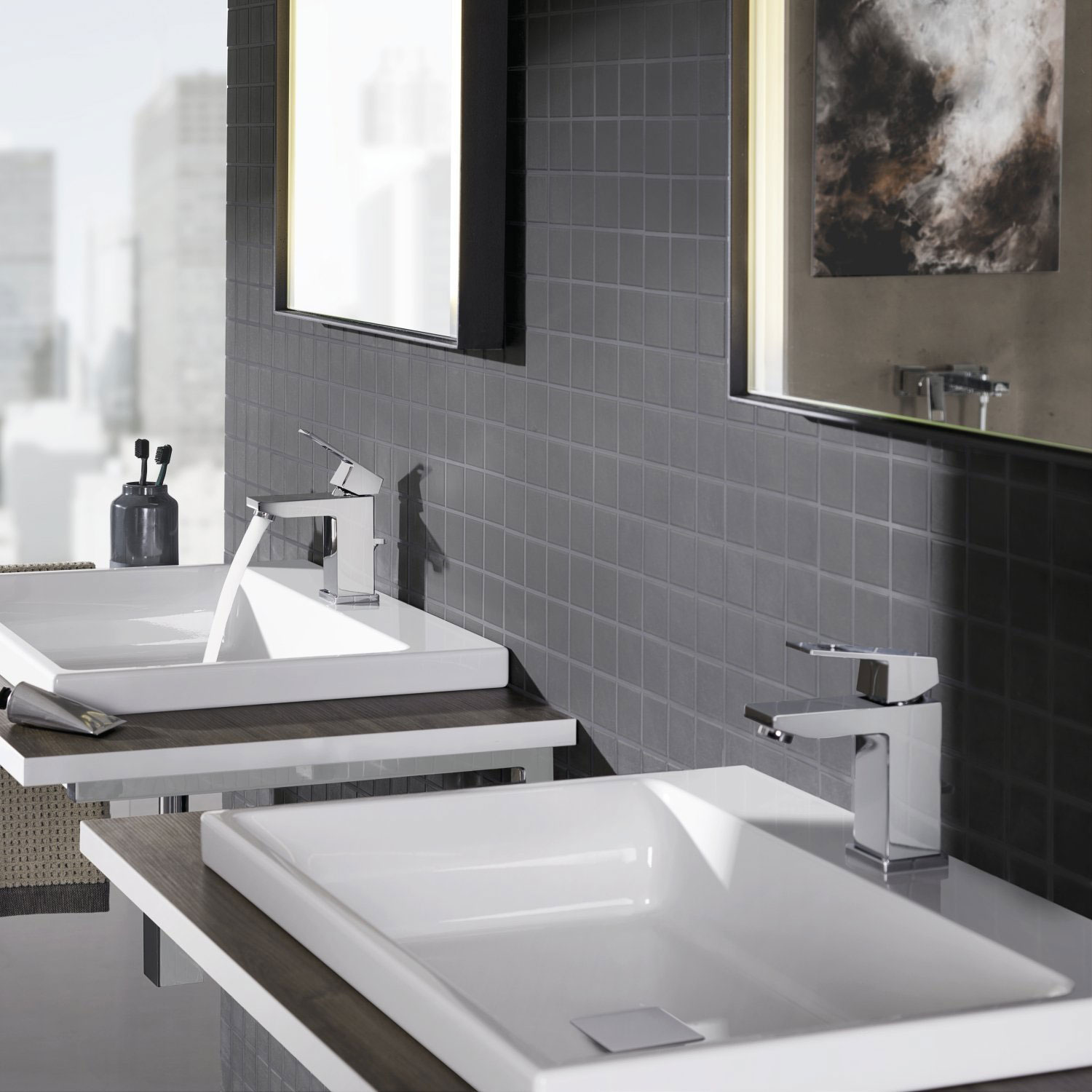 Tvättställsblandare Grohe Eurocube 23127 EcoJoy med Lyftventil