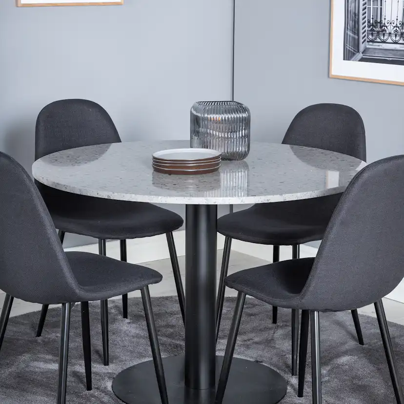 Razzia Table - Grey / Black+Polar Chair - Black Fabric_4 Grå/Svart