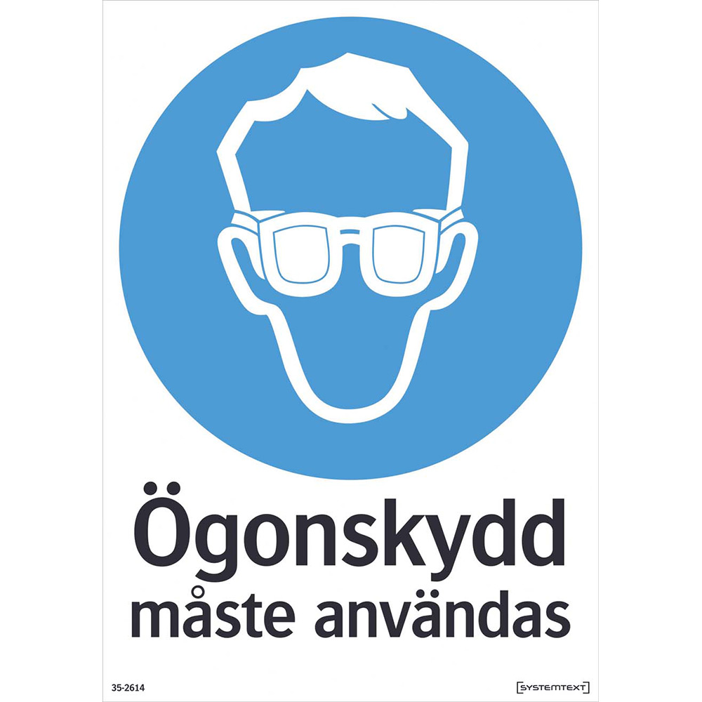 Skylt Systemtext Ögonskydd 210x297 mm Plast