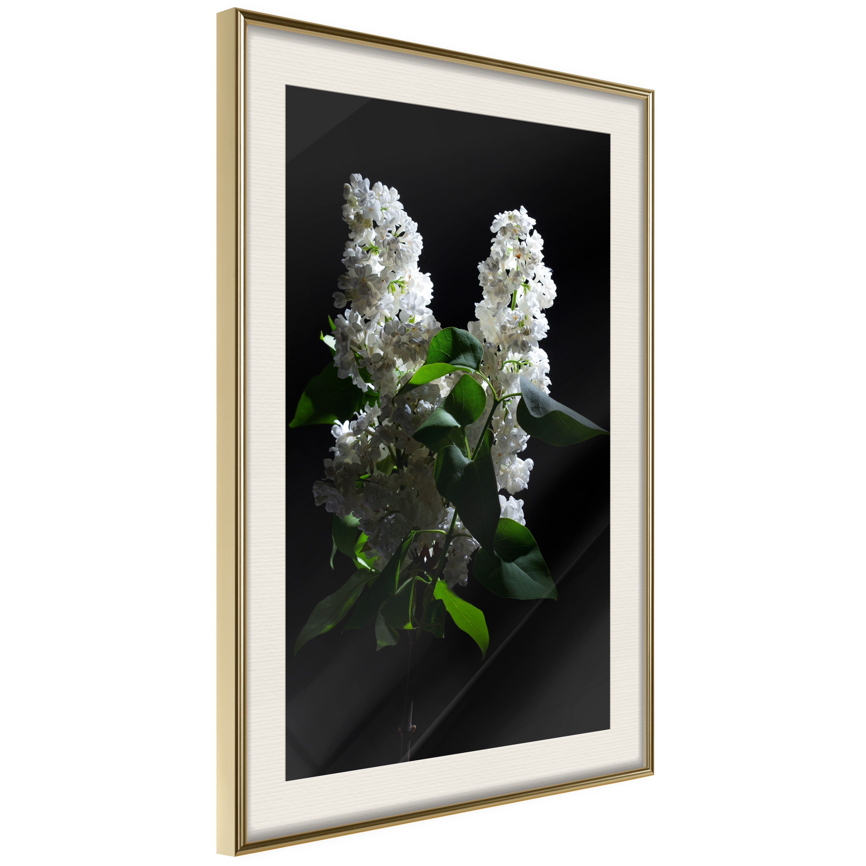 Affisch - Lilacs at Night [Poster] 40x60 Guld ram med passepartout, 40x60 cm