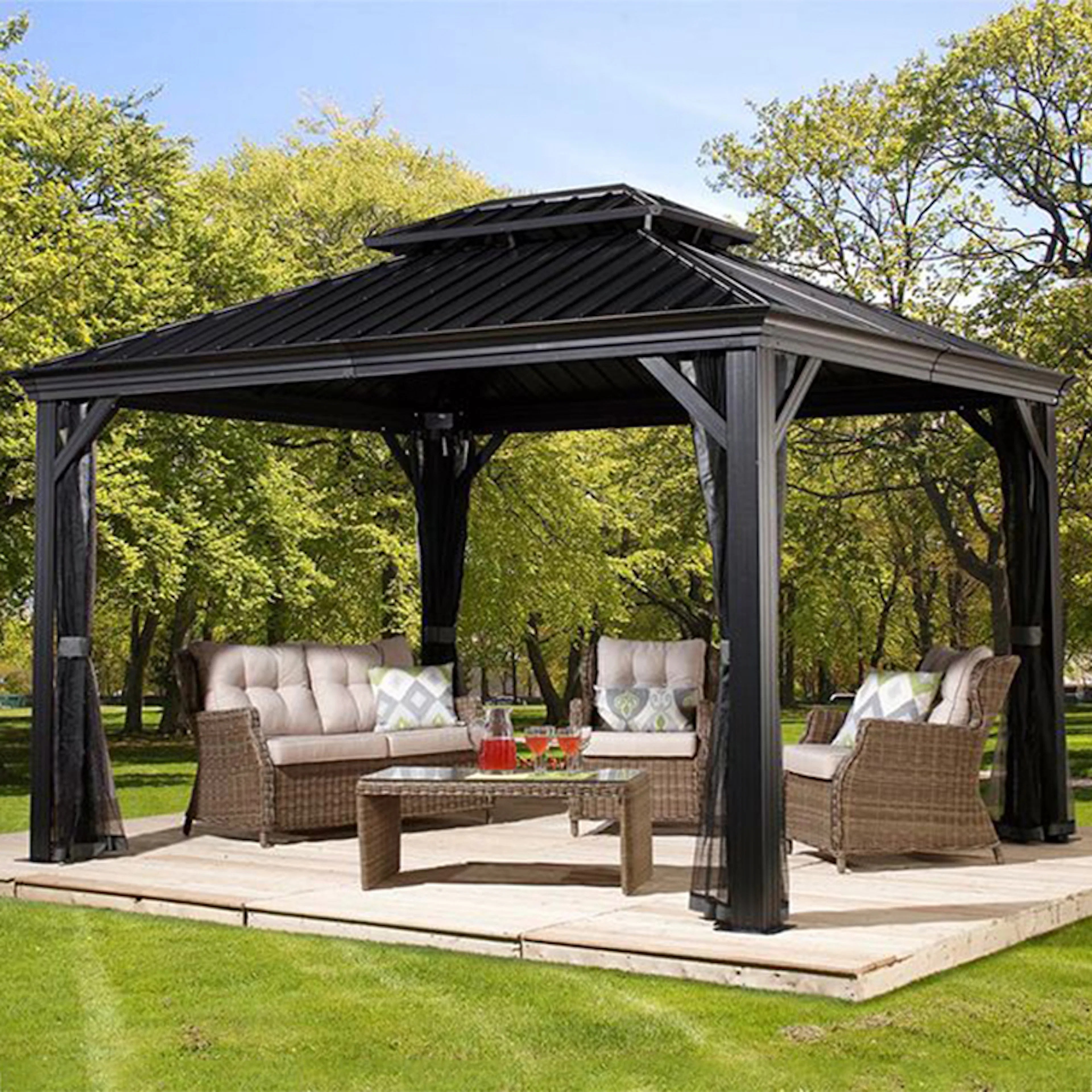 Messina Pergola 11 kvm Area 11 m2, Stomme: Svart, Tak: Svart