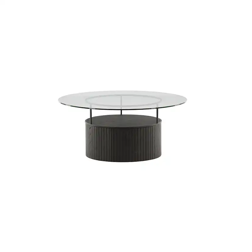 Soffbord Venture Home Bovall Runt Vardagsrumsbord i Svart Ask & Glas