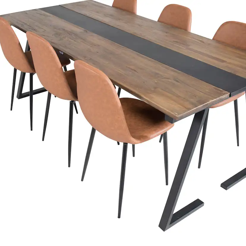 Matgrupp Venture Home Jane med 6 Pobbie Stolar Konstläder