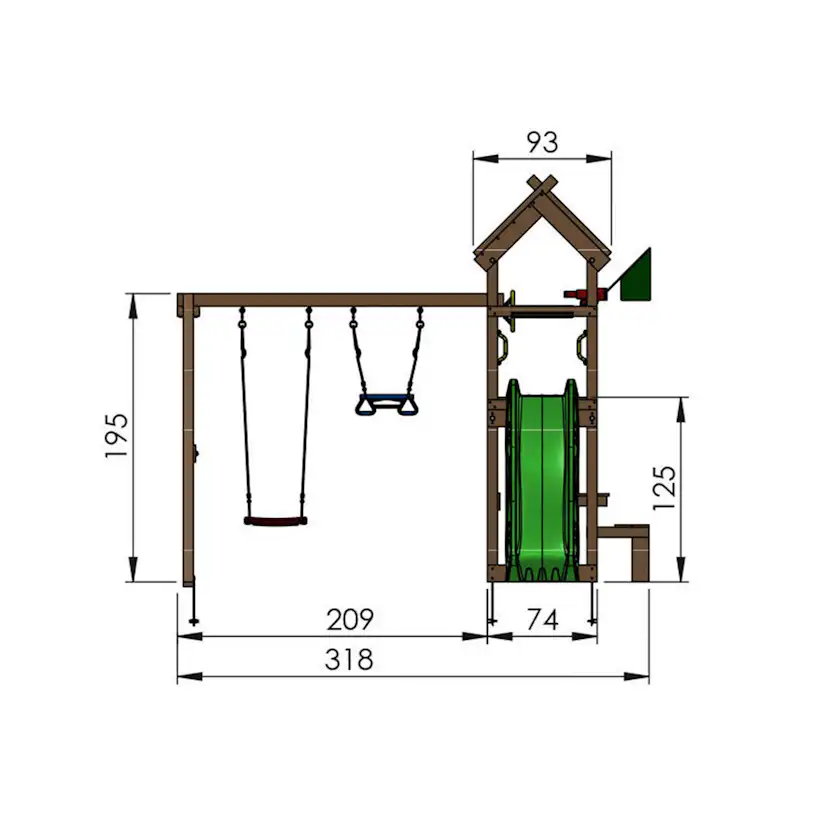 Lektorn Jungle Gym Totem Inkl Gungmodul & Röd Rutschkana
