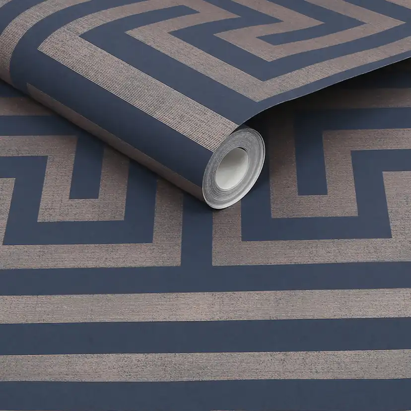 Tapet NEXT Metallic Greek Key Navy