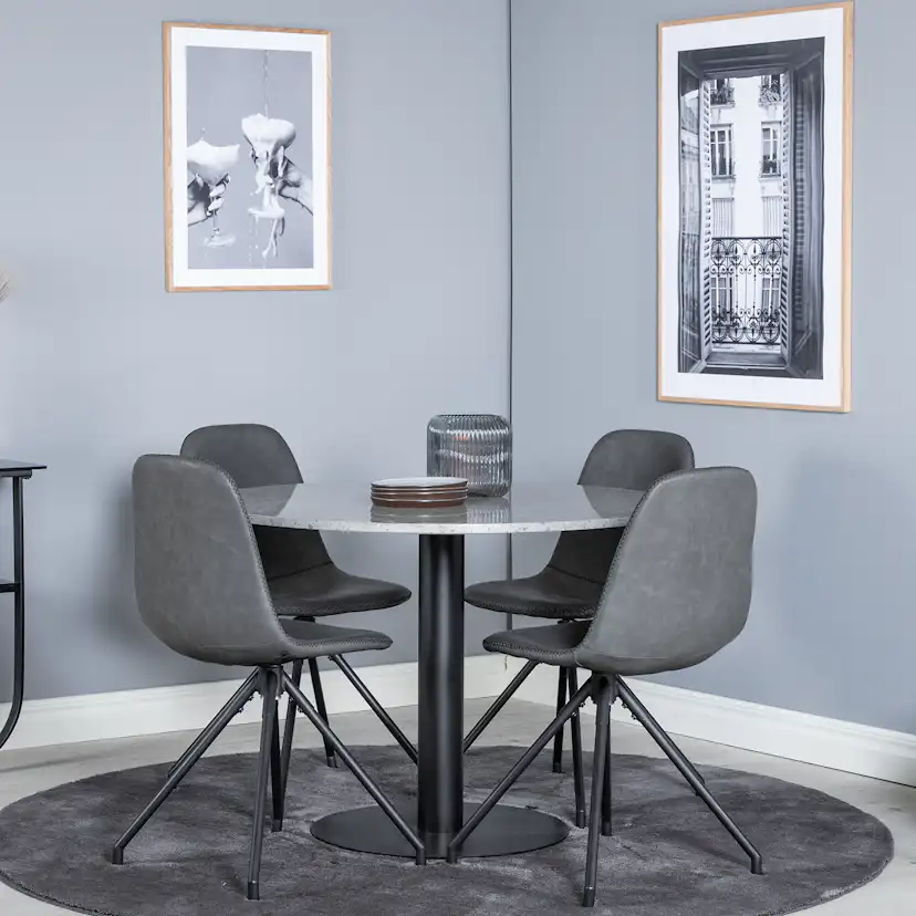 Matgrupp Venture Home Roxanna med 4 Pobbie Stolar med Snurrfunktion Konstläder Runt