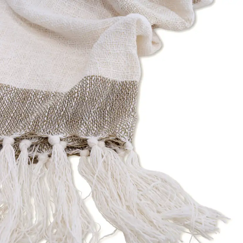 Sandy Throw Slub/polyester - Offwhite/beige/brown / - 130*17 Beige/Brun/Vit