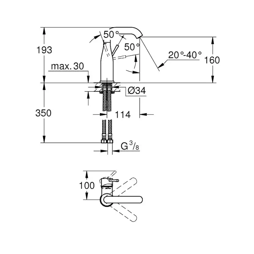 Tvättställsblandare Grohe Essence New 23463