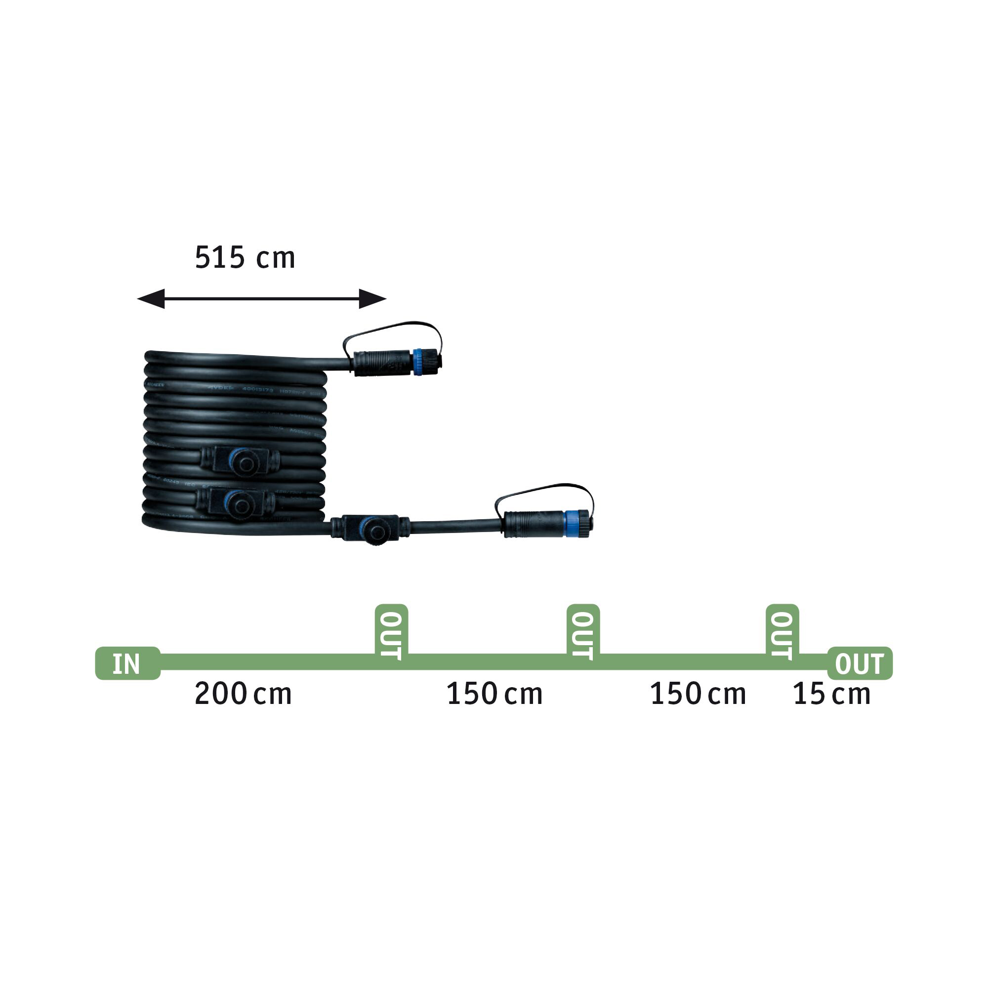 Anslutningskabel Paulmann Plug & Shine IP68 max. 150W 1in-4ut