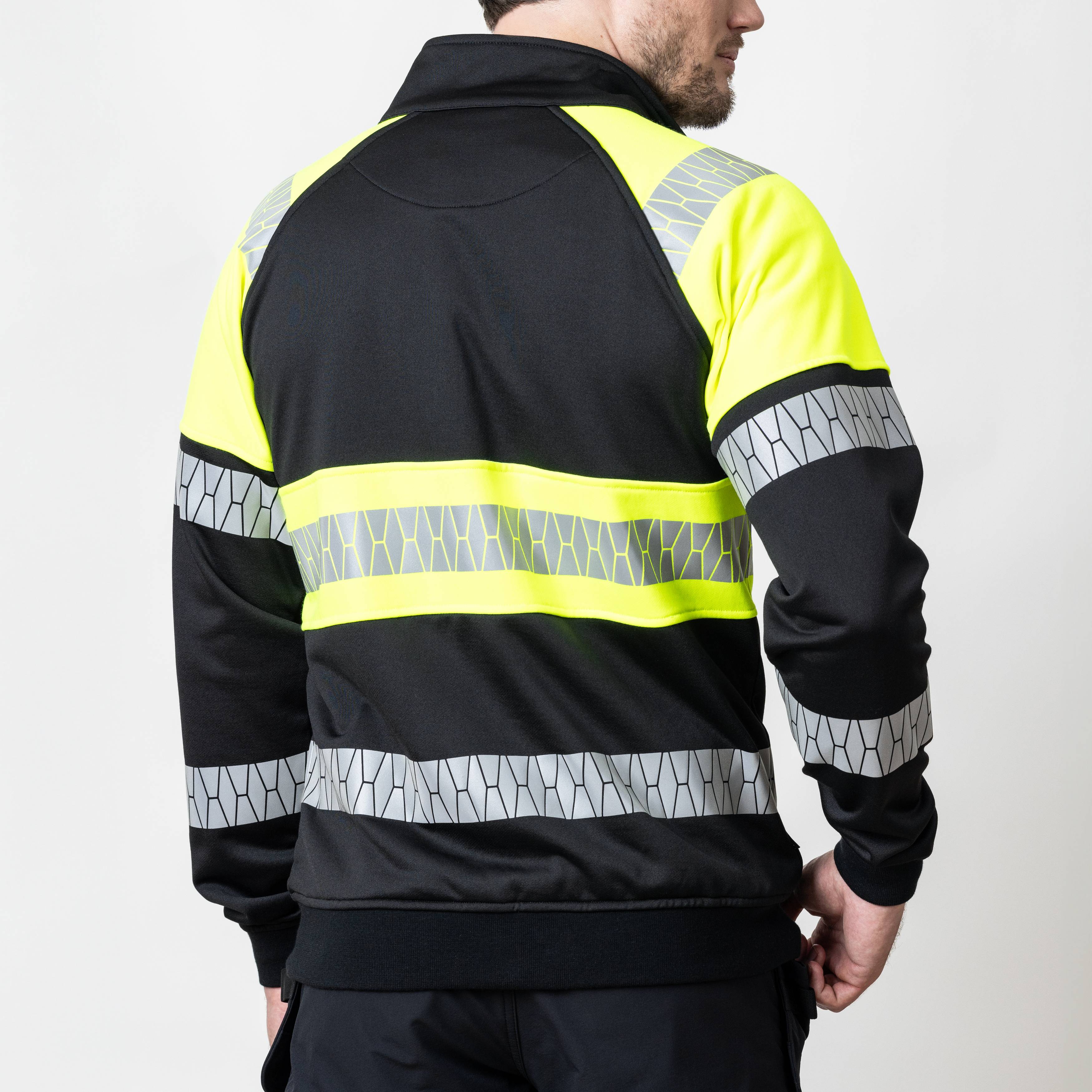 Sweatshirt Jobman Hel-Zip Varsel Svart/Gul V