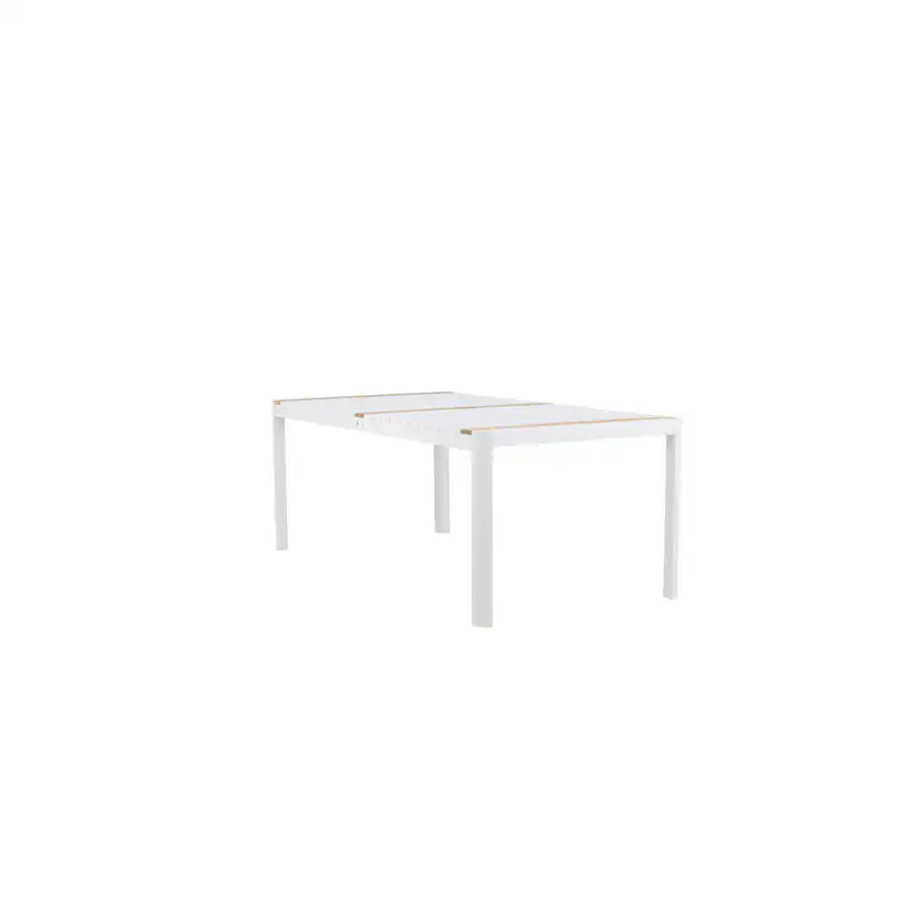 Togo Dining Table, White, Teak, Aluminum Vit