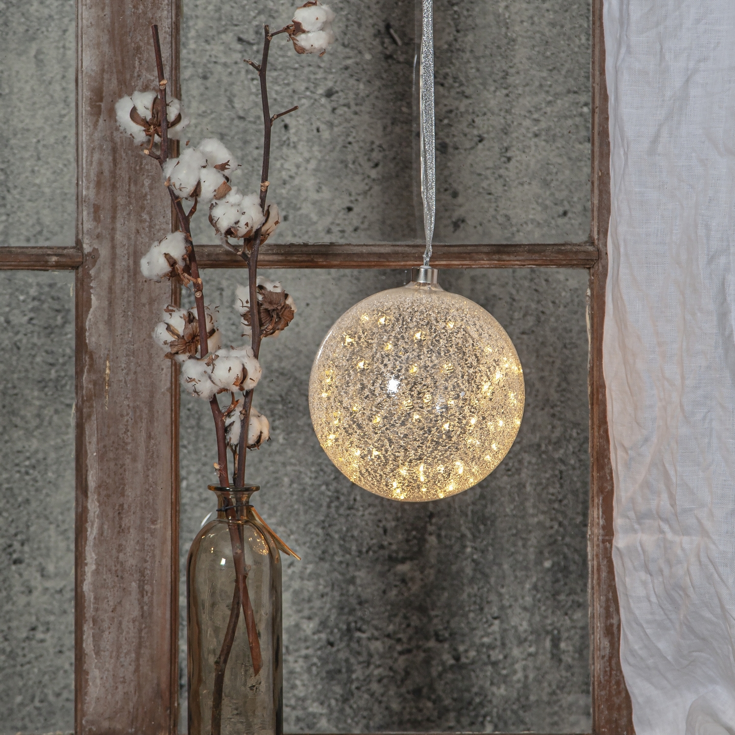 Glass ball snow, 20cm, 50L, ww, LV Höjd: 210 mm