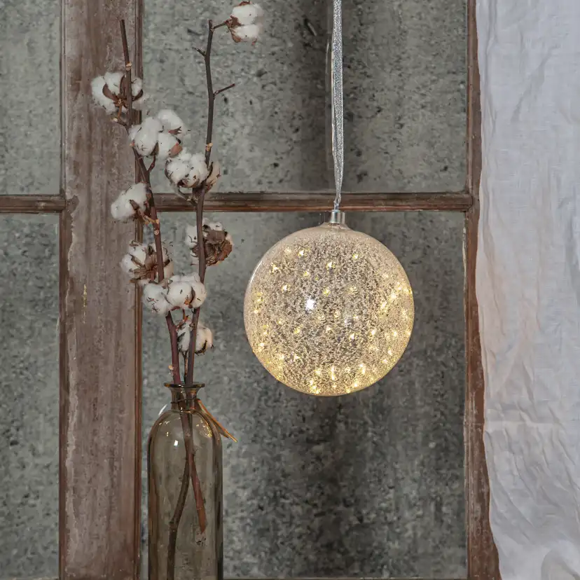 Glass ball snow, 20cm, 50L, ww, LV Höjd: 210 mm