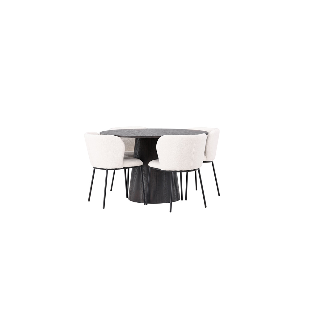 Matgrupp Venture Home Lanzo Ø120 cm med 4 st Edina stolar