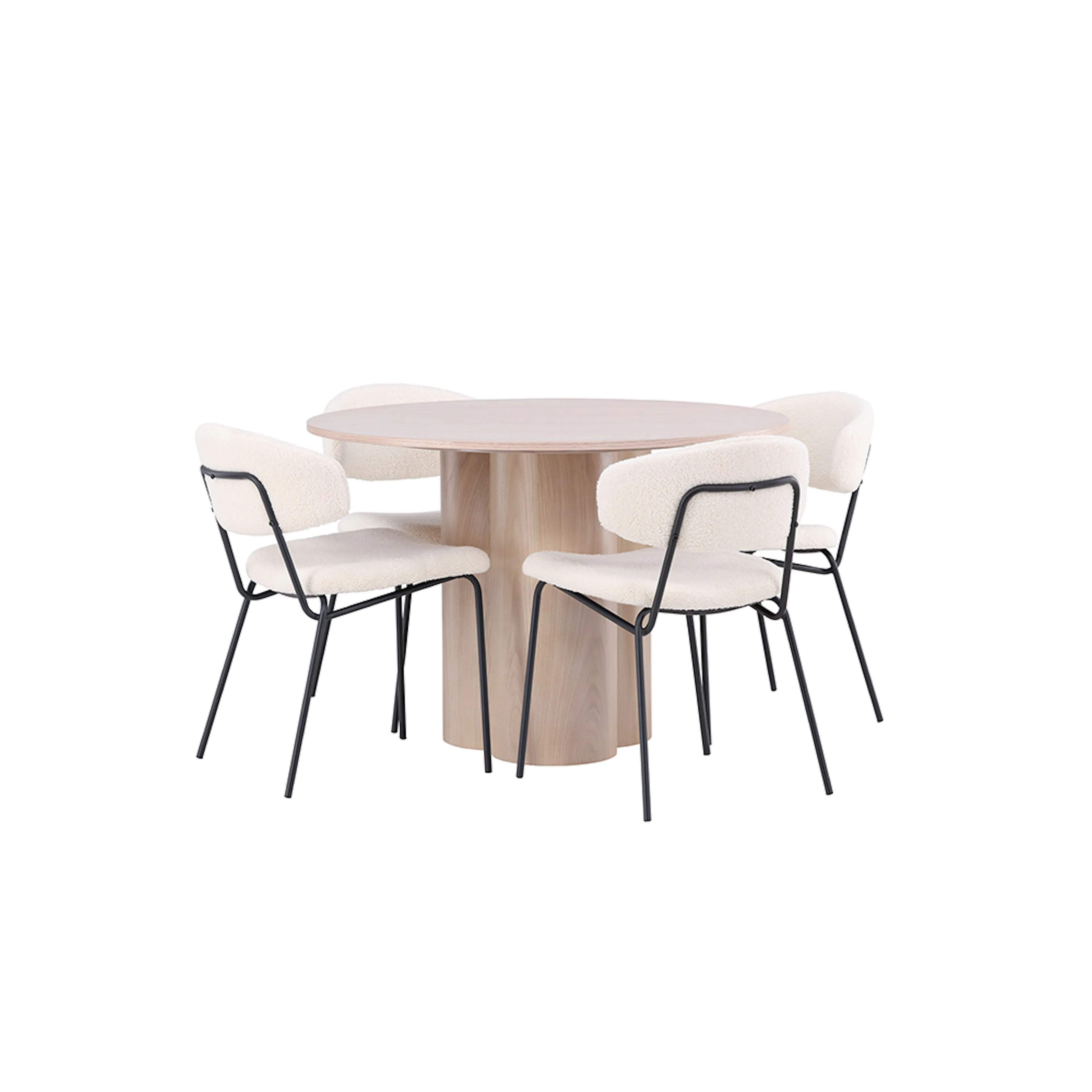 OliviaDiningTable-WhiteWashVeneer+ChicoDiningChair-Black/Whi Vit/Natur