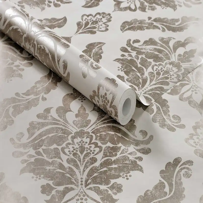 Tapet Boutique Damask Metallic Effekt Creme 104156