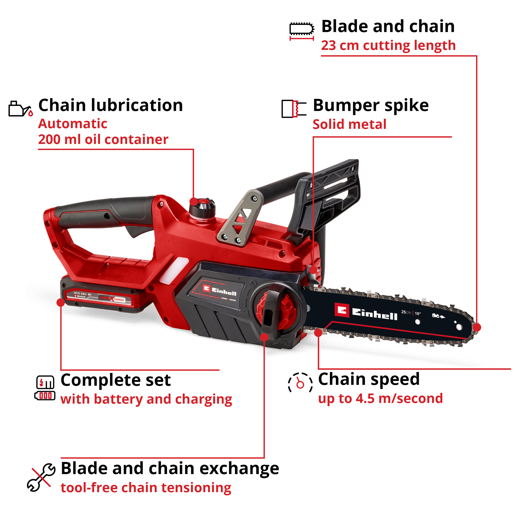 Kedjesåg Einhell GE-LC 18 Li Kit (1x3Ah)